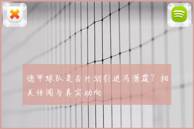 德甲球队是否计划引进冯潇霆？相关传闻与真实动向